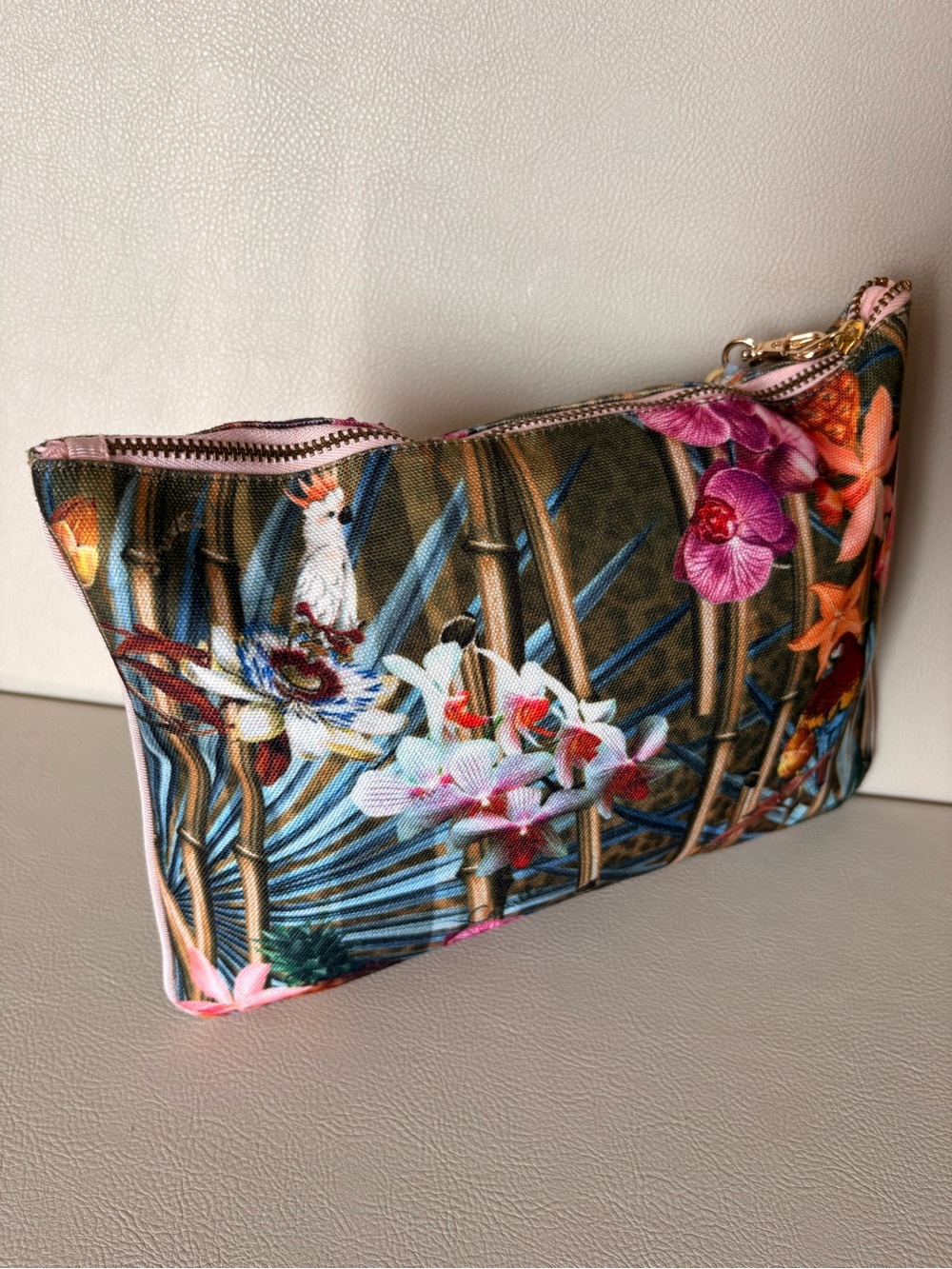 Camomilla Milano Tropical Bird Crystal Embellished Cosmetic Pouch